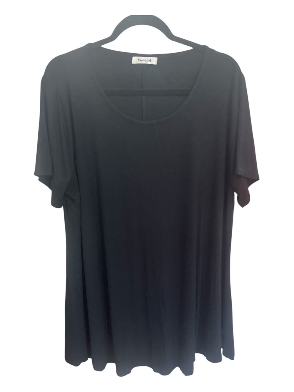 Black Short-Sleeve Scoop Neck swing Dress